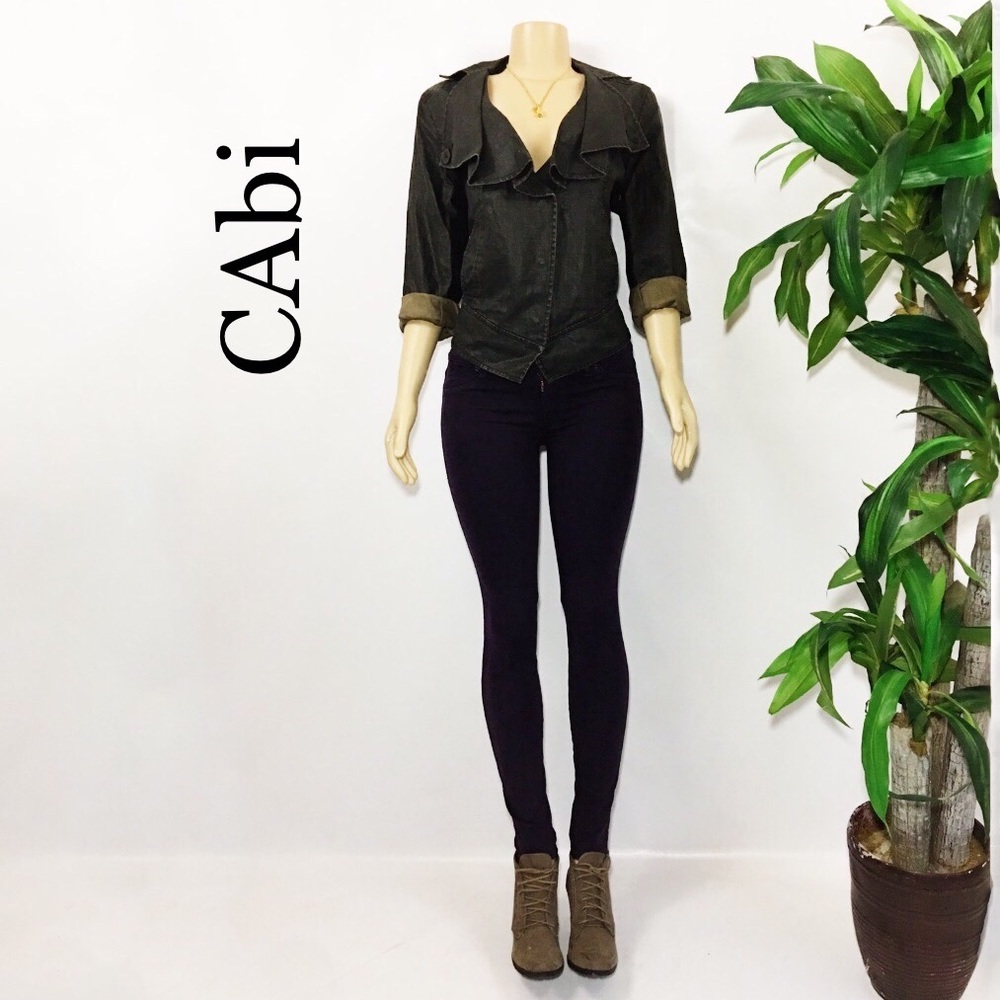 CAbi Charcoal Black-off Coated Moto Linen Jacket